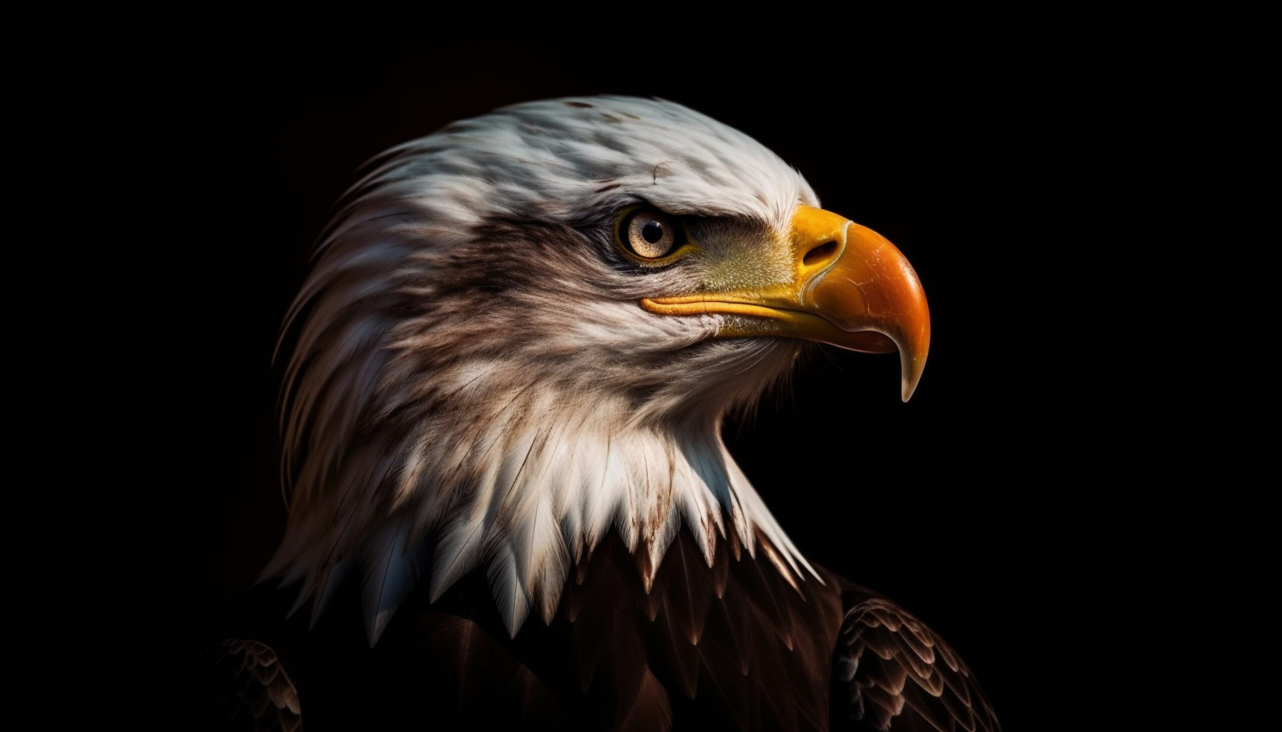 Majestic bald eagle perching, staring with strength generated by AI